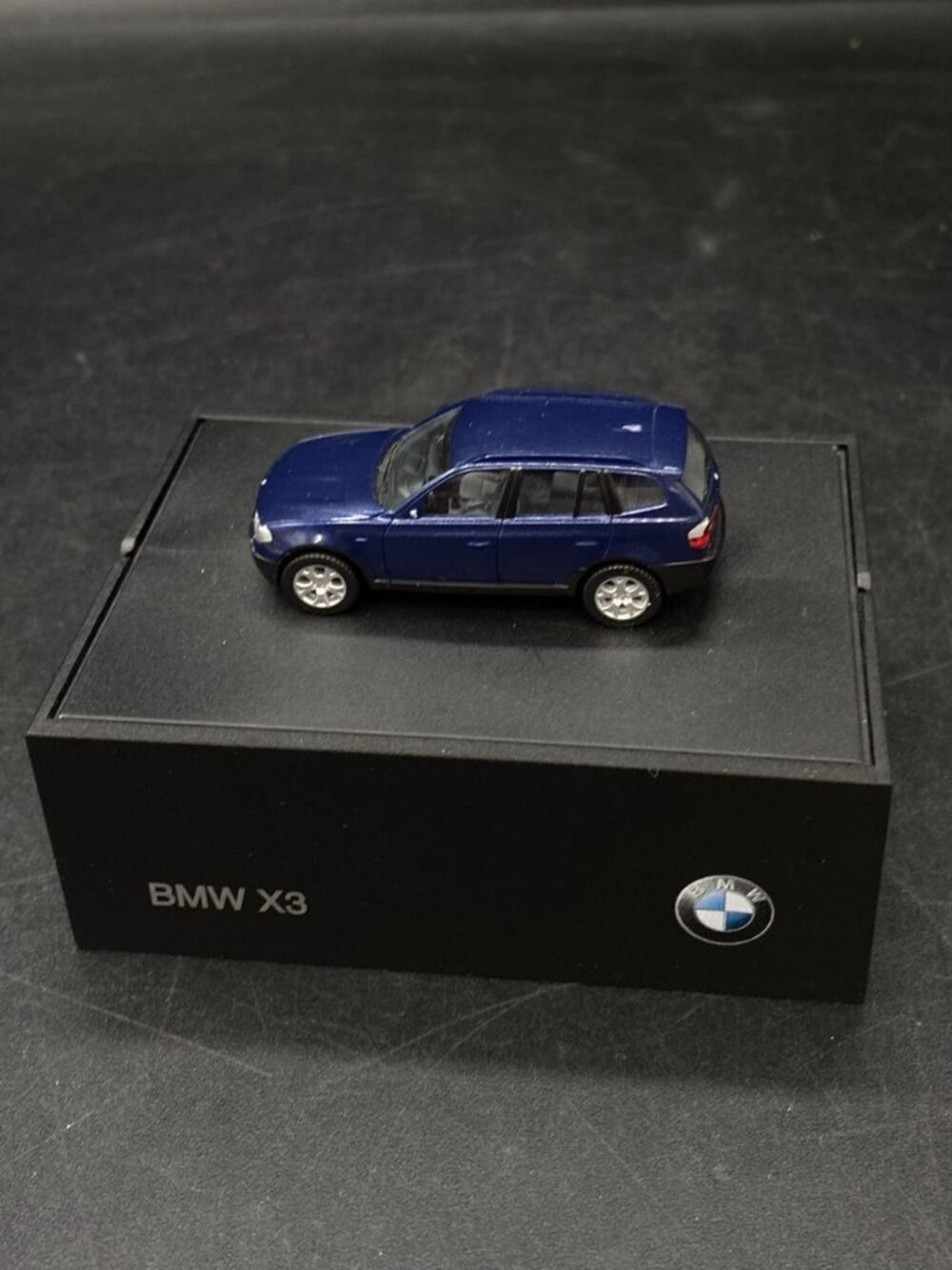 BMW X3 Blue Mini Car 1:87 Scale Miniature Black Box Folding Hidden READ